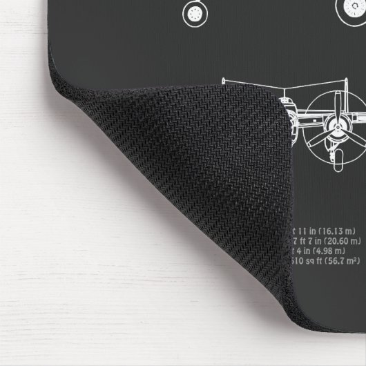 B-25B Mitchell Doolittle - Vliegtuigblauwdruk PD Muismat (Hoek)