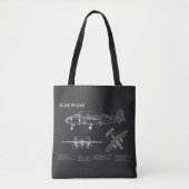 B-25B Mitchell Doolittle - Vliegtuigblauwdruk PD Tote Bag (Voorkant)