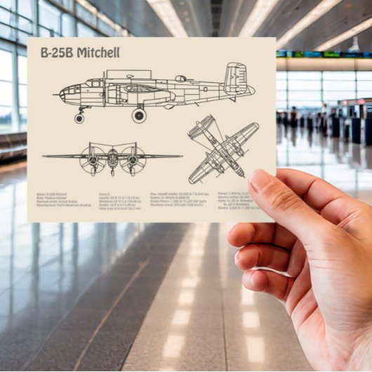 B-25B Mitchell Doolittle - Vliegtuigblauwdruk SD Briefkaart