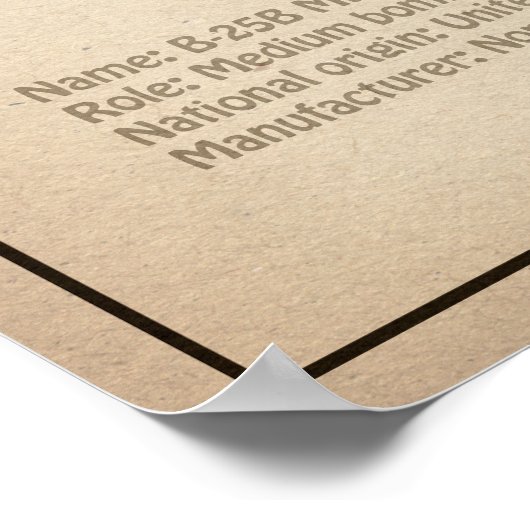 B-25B Mitchell Doolittle - Vliegtuigblauwdruk SD Poster (Hoek)