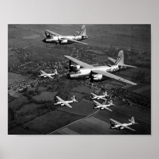 B-26B Marauder Bombers die vliegen in formatie Poster (Voorkant)