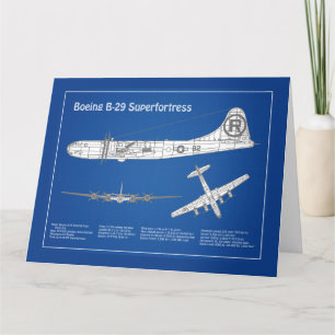 B-29 Superfortress - Vliegtuig Blauwdruk Plannen A Bedankkaart