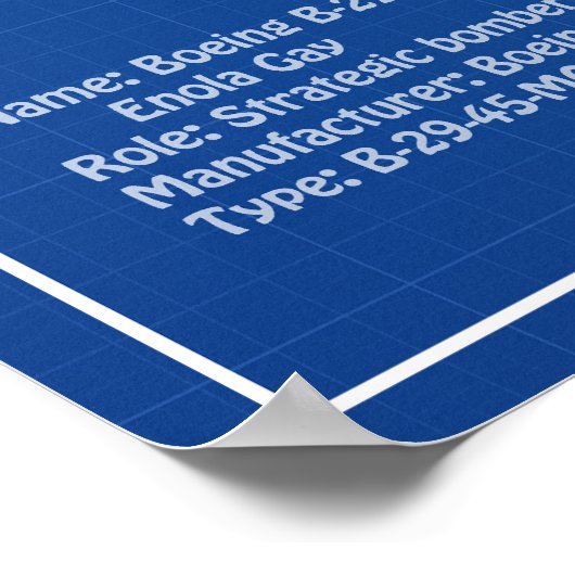 B-29 Superfortress - Vliegtuig Blauwdruk Plannen A Poster (Hoek)