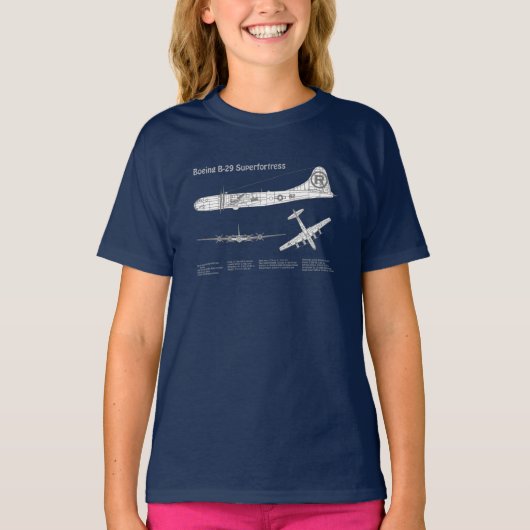 B-29 Superfortress - Vliegtuig Blauwdruk Plannen A T-shirt (Voorkant)