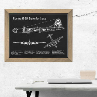 B-29 Superfortress - Vliegtuig Blauwdruk Plannen P Foto Afdruk