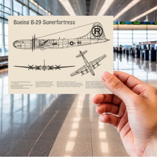 B-29 Superfortress - Vliegtuig Blauwdruk Plannen S Briefkaart