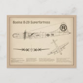 B-29 Superfortress - Vliegtuig Blauwdruk Plannen S Briefkaart (Voorkant)
