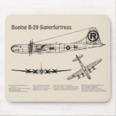 B-29 Superfortress - Vliegtuig Blauwdruk Plannen S Muismat (Voorkant)