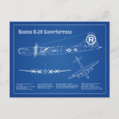 B-29 Superfortress - Vliegtuigblauwdruk Plannen AD Briefkaart (Voorkant)