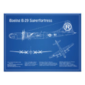 B-29 Superfortress - Vliegtuigblauwdruk Plannen AD Foto Afdruk (Voorkant)