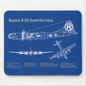 B-29 Superfortress - Vliegtuigblauwdruk Plannen AD Muismat (Voorkant)