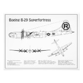 B-29 Superfortress - Vliegtuigblauwdruk Plannen BD Foto Afdruk (Voorkant)