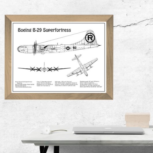 B-29 Superfortress - Vliegtuigblauwdruk Plannen BD Foto Afdruk