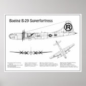 B-29 Superfortress - Vliegtuigblauwdruk Plannen BD Poster (Voorkant)