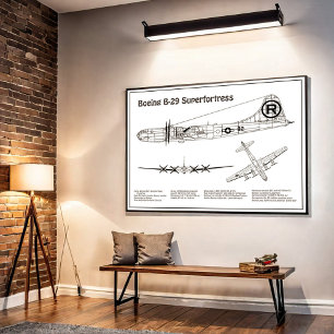 B-29 Superfortress - Vliegtuigblauwdruk Plannen BD Poster