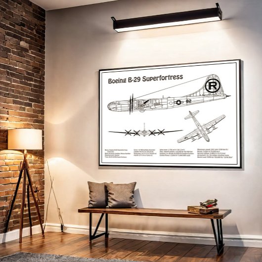 B-29 Superfortress - Vliegtuigblauwdruk Plannen BD Poster