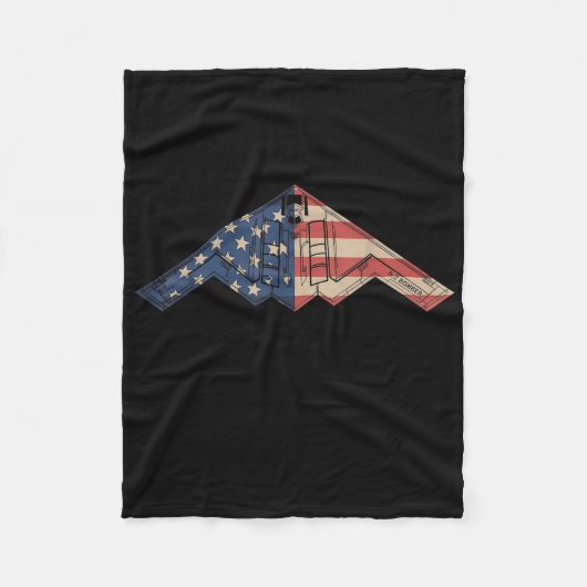 B-2 Bomber Stealth Aircraft Schematic American Fla Fleece Deken (Voorkant)