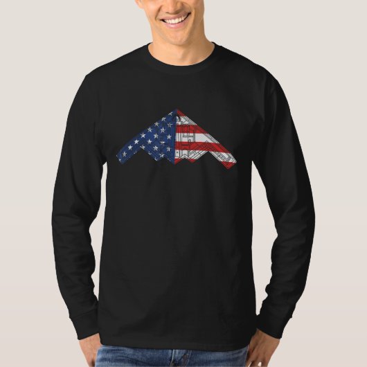 B-2 Bomber Stealth Vliegtuig Schematic American Fl T-shirt (Voorkant)