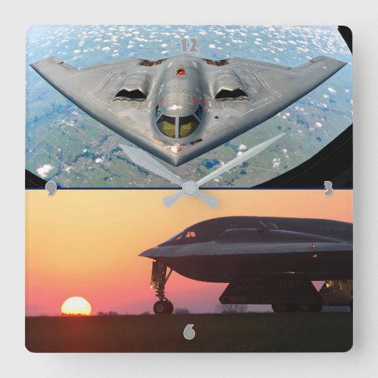B-2 SPIRIT VIERKANTE KLOK (Voorkant)