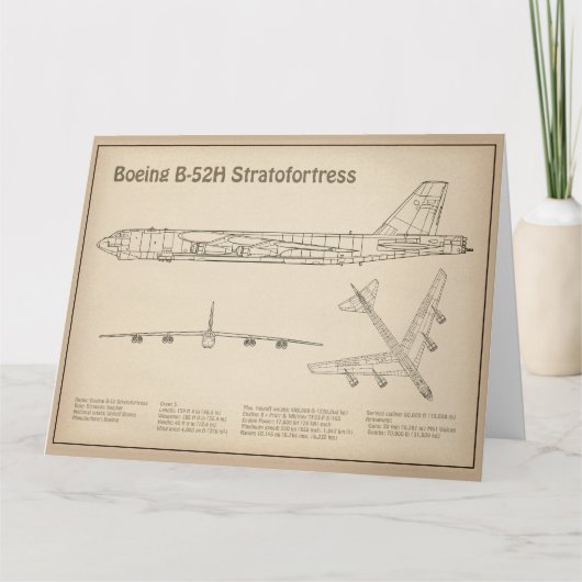 B-52 Stratofortress - Vliegtuig Blauwdruk Plannen  Bedankkaart (Voorkant)