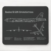 B-52 Stratofortress - Vliegtuig Blauwdruk Plannen  Muismat (Voorkant)