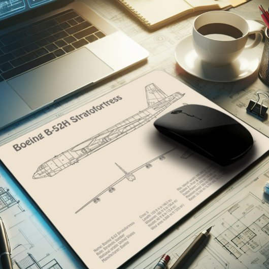 B-52 Stratofortress - Vliegtuig Blauwdruk Plannen Muismat
