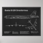 B-52 Stratofortress - Vliegtuig Blauwdruk Plannen  Poster (Voorkant)