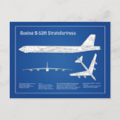 B-52 Stratofortress - Vliegtuigblauwdruk plannen A Briefkaart (Voorkant)