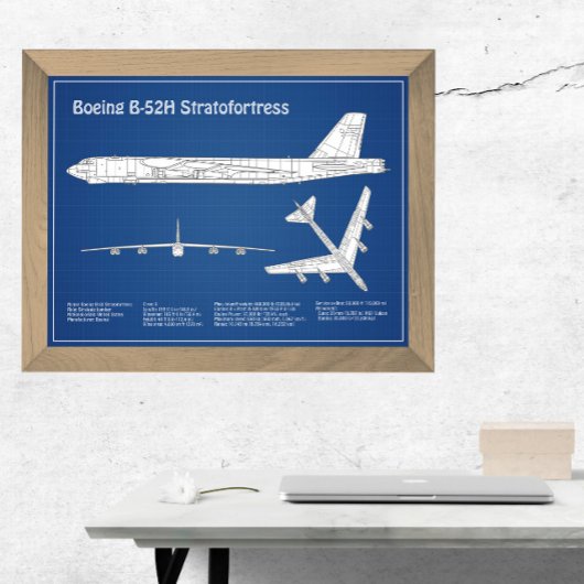 B-52 Stratofortress - Vliegtuigblauwdruk plannen A Foto Afdruk