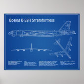 B-52 Stratofortress - Vliegtuigblauwdruk Plannen A Poster (Voorkant)