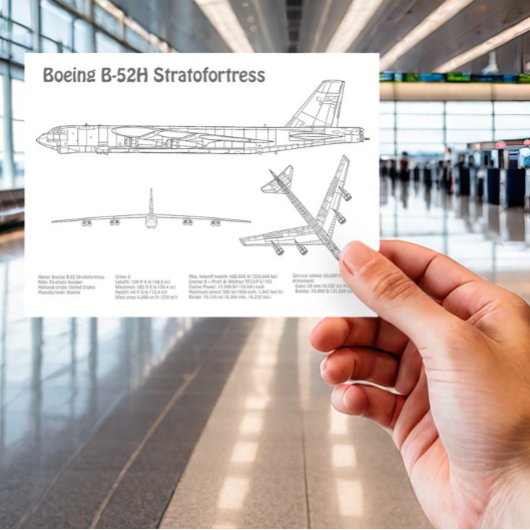 B-52 Stratofortress - Vliegtuigblauwdruk Plannen B Briefkaart