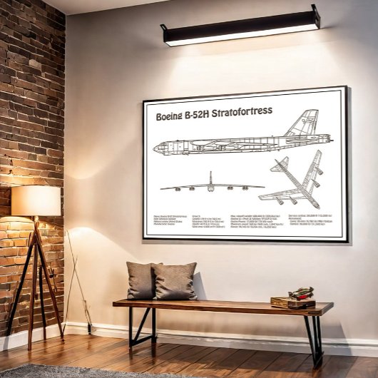 B-52 Stratofortress - Vliegtuigblauwdruk Plannen B Poster