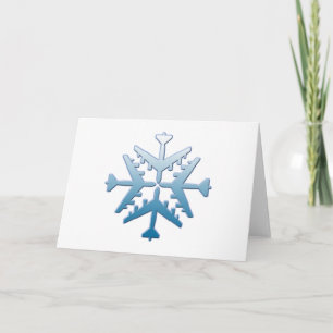 B-52 Vliegtuig Snowflake Feestdagen Kaart