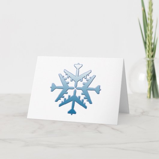 B-52 Vliegtuig Snowflake Feestdagen Kaart (Voorkant)