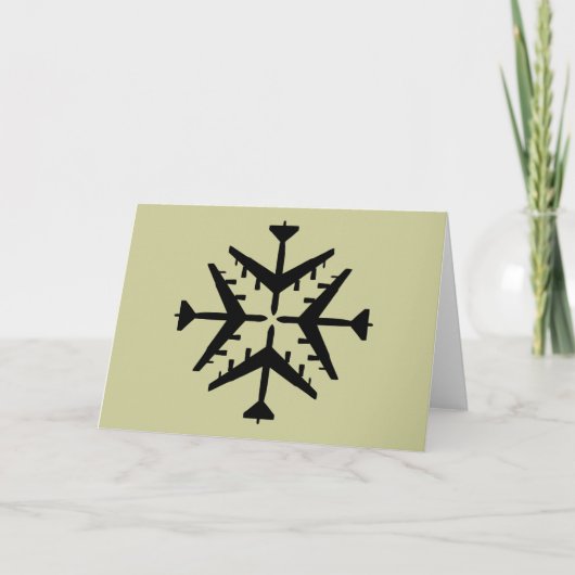 B-52 Vliegtuig Snowflake Feestdagen Kaart (Voorkant)