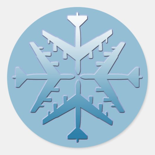 B-52 Vliegtuig Snowflake Ronde Sticker (Voorkant)