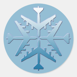 B-52 Vliegtuig Snowflake Ronde Sticker
