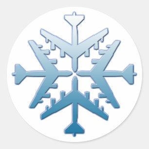 B-52 Vliegtuig Snowflake Ronde Sticker