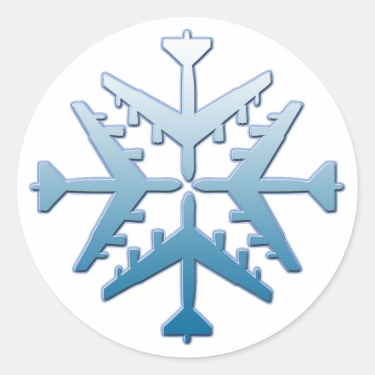 B-52 Vliegtuig Snowflake Ronde Sticker (Voorkant)