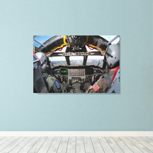 B-52H STRATOFORTRESS COCKPIT 24x36 Canvas Afdruk (Insitu (Houten vloer))