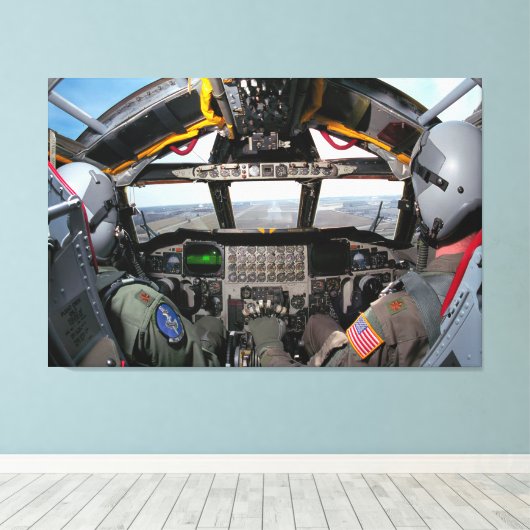 B-52H STRATOFORTRESS COCKPIT 32x48 Canvas Afdruk (Insitu (Houten vloer))