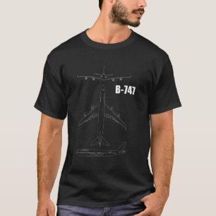 B-747 Vliegtuig Blauwdruk T-shirt