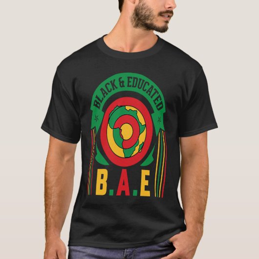 B A E Black & Educated Black History Month African T-shirt (Voorkant)