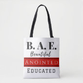 B.A.E. canvas tas met zwarte riemen (Christelijk) (Voorkant)