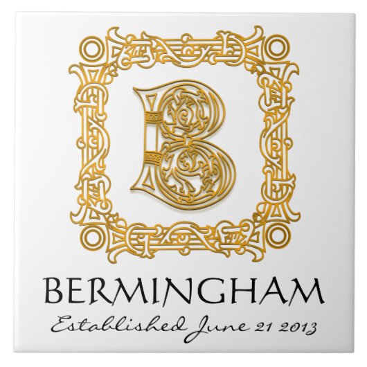 "B" achternaam bruiloft Jubileum Dag Monogram Tege Tegeltje (Voorkant)