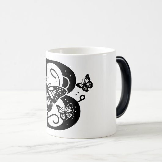 B Alphabet zwarte vlinder Magische Mok (Voorkant rechts)
