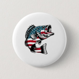 B Amerikaanse Vlag Vissen Ronde Button 5,7 Cm
