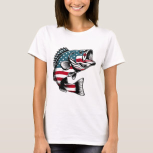 B Amerikaanse Vlag Vissen T-shirt