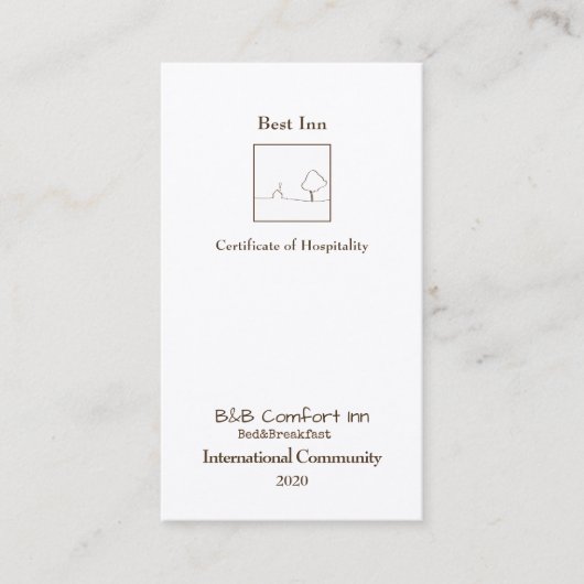 B&B Comfort Inn International Community 2020 Visitekaartje (Voorkant)