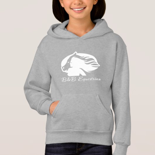 B&B Equestrian - Kinder Hoodie - White Logo (Voorkant)